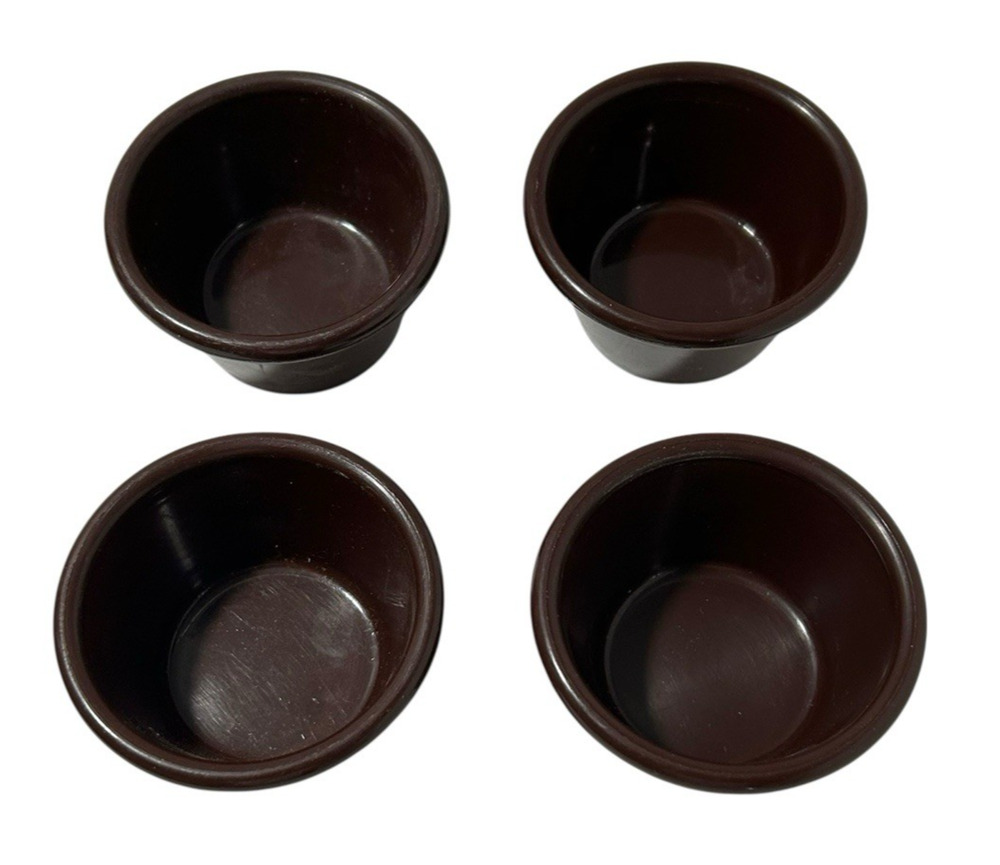 Gessner Set Of 4 Ramekin/ Condiment Bowls Brown 3 Oz Made in USA Dishwasher Safe